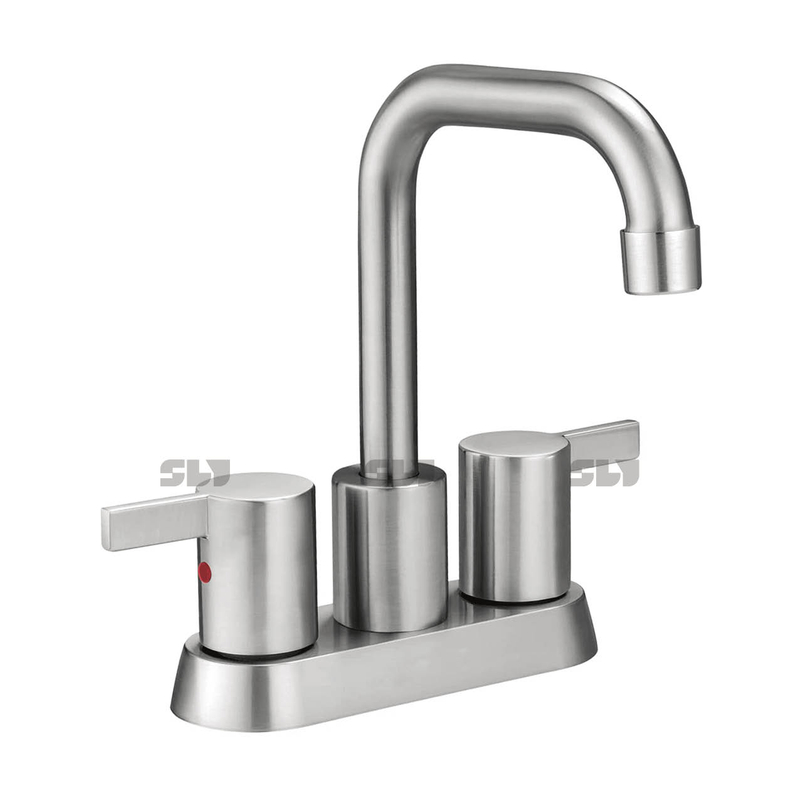 SLY Modern Brushed Nickel Basin Faucet Black Bathroom Mixer Tap Deck