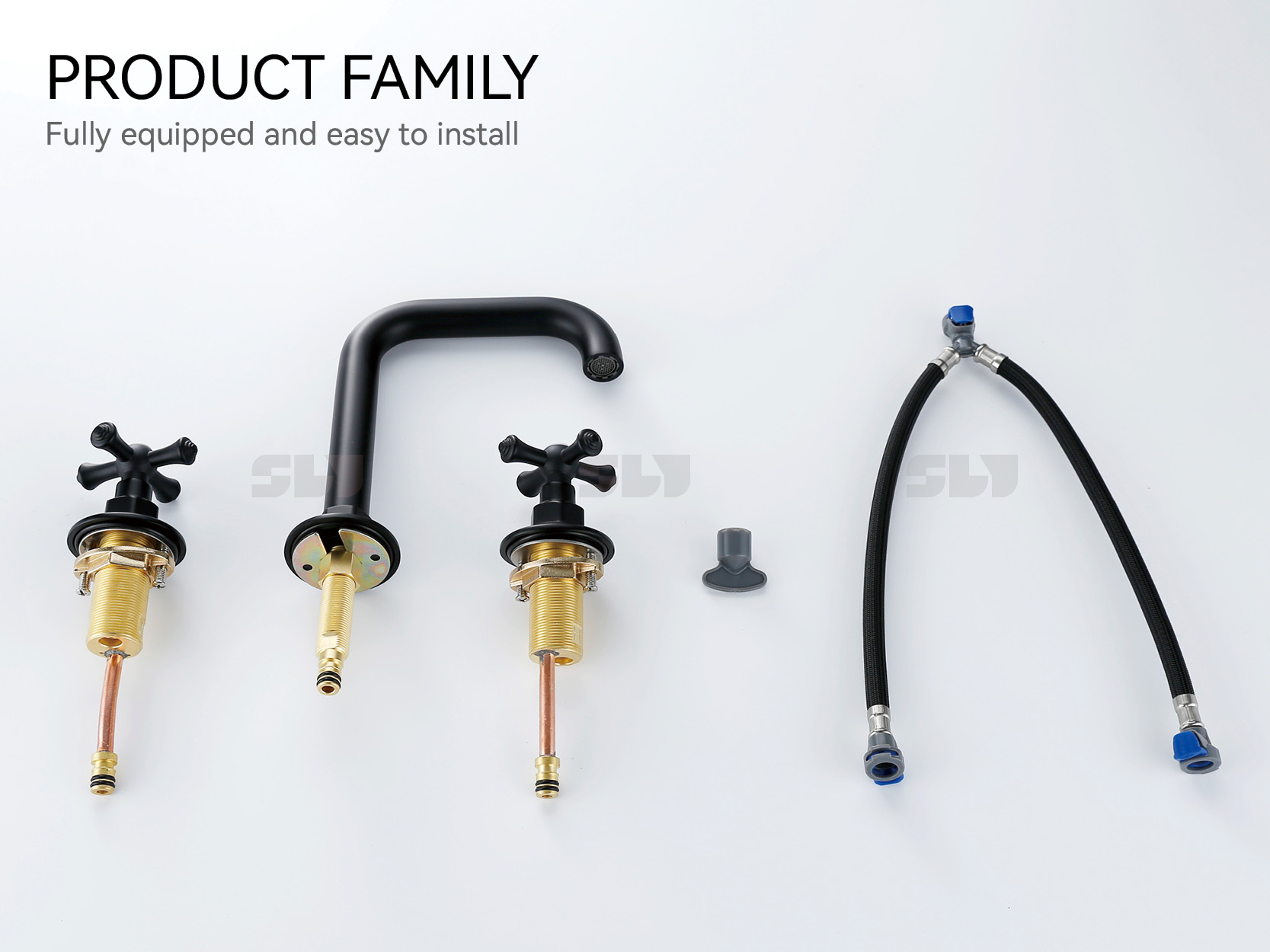 High Quality 3 Holes Double Handle Bathroom Faucet Sink Mixer Taps ...