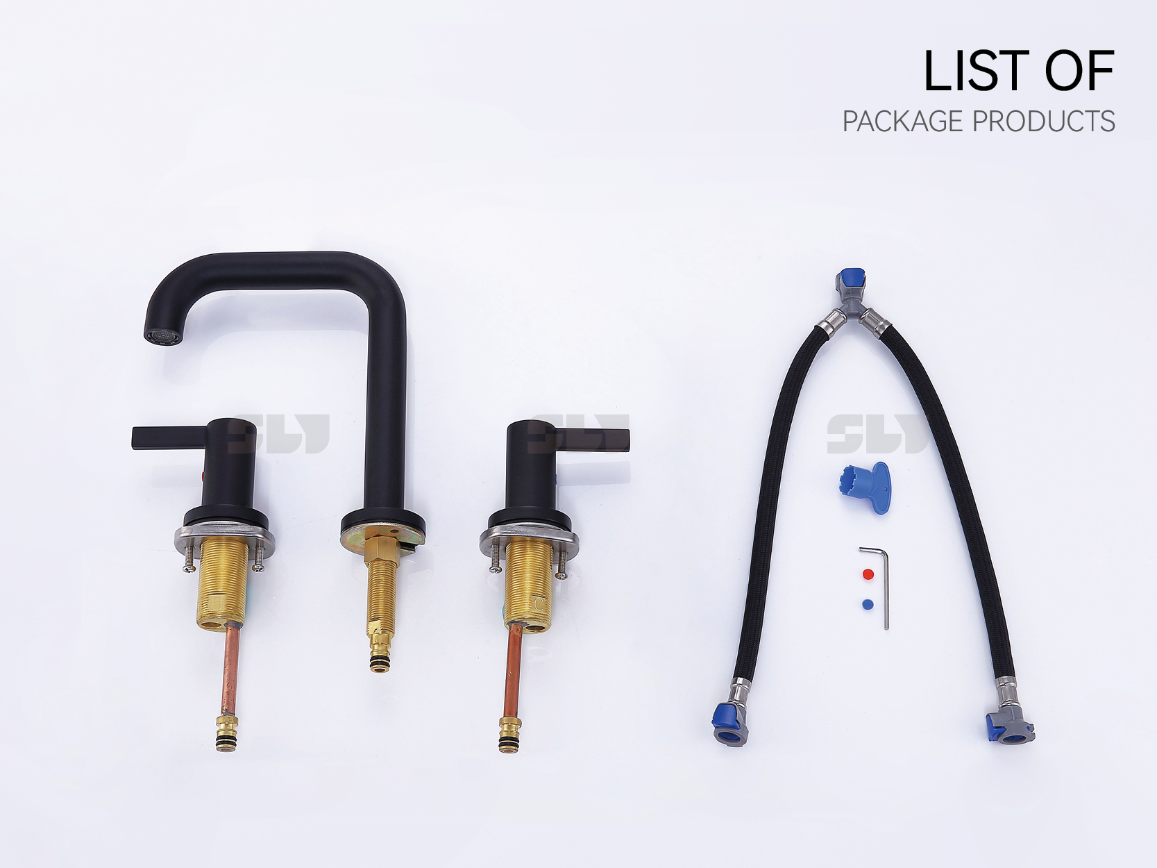 SLY Copper Cartridge Two Handle Widespread Basin Faucet for Bathroom