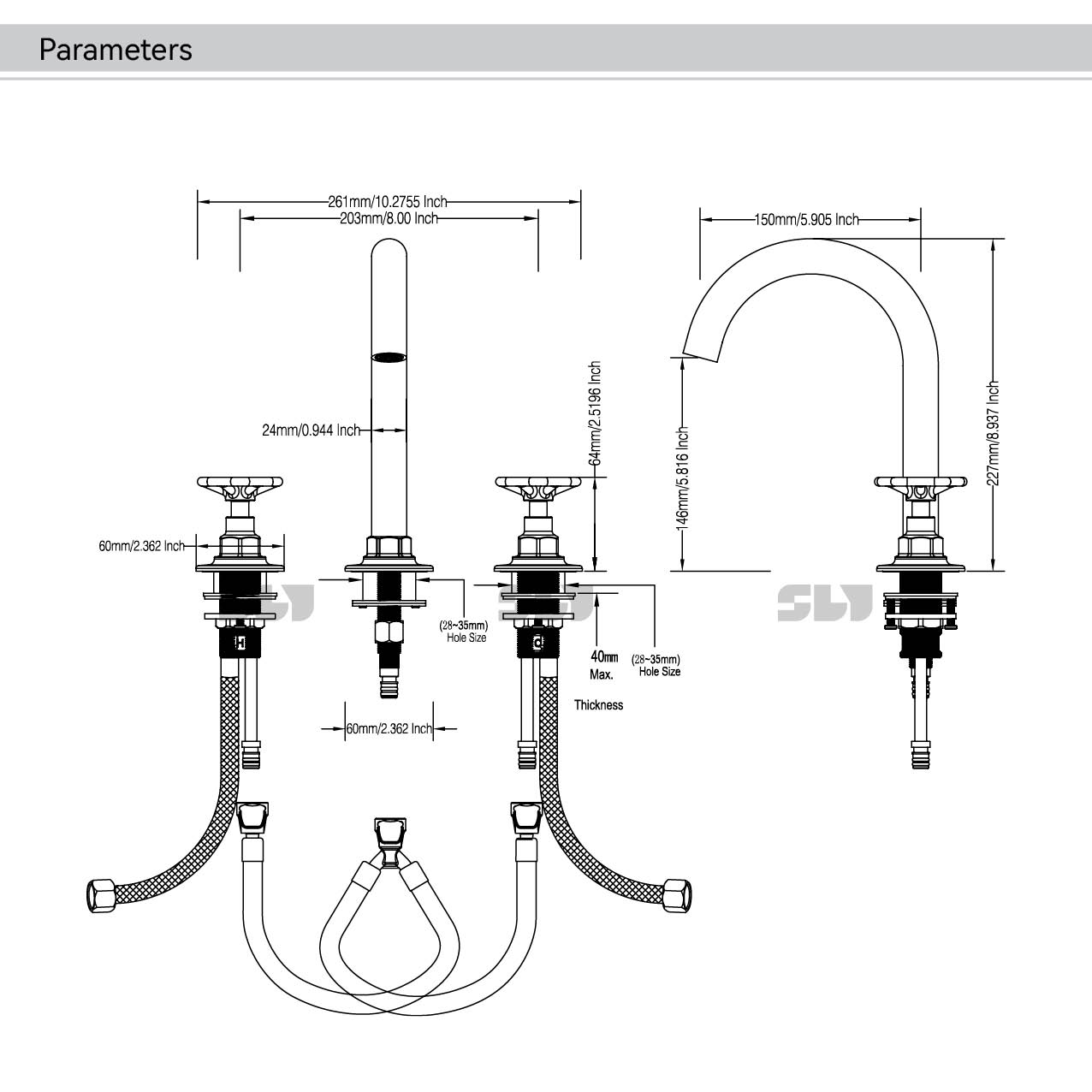 SLY Basin Mixer Faucet Basin Mixer Faucet Widespread Chrome Wash Basin